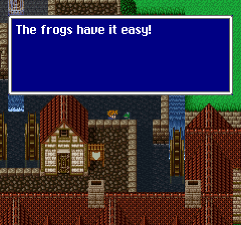 "The frogs have it easy!"Final Fantasy V (Super Famicom, fan translation, 1998)