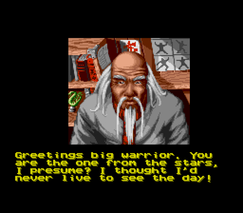 A stereotypical wise old kung fu master says a bunch of nonsense inside the dojo