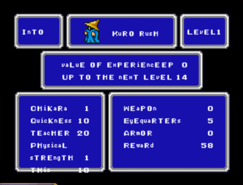 This is the Black Mage's name and starting stats