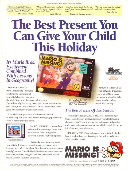 Full-page advertisement for Mario is Missing! Full-page advertisement for Mario is Missing!