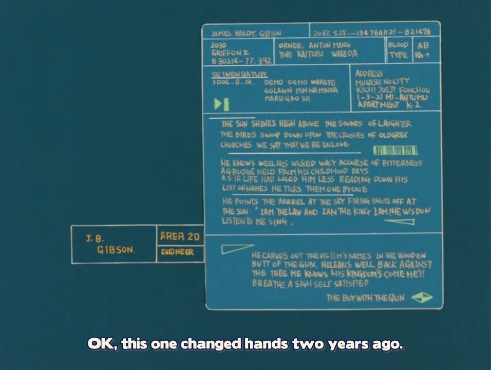 Here we have the lyrics to two David Sylvian songs (from Bubblegum Crisis)