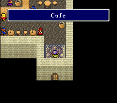Not everything was un-censored, though - here we see that a pub is still called a cafe. Given the goal of the J2e fan translation, it's a mystery how this happened