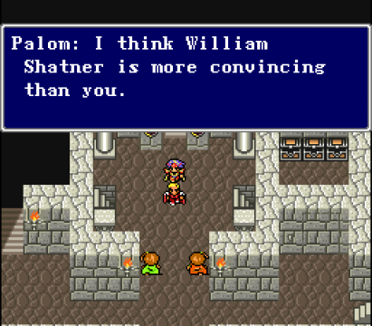 The J2e translation inserts a number of pop culture references in a way that feels much like Working Designs' translations from the same time period