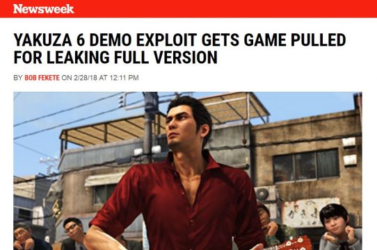 The Yakuza 6 demo mistake was so big that it made it to mainstream news outlets