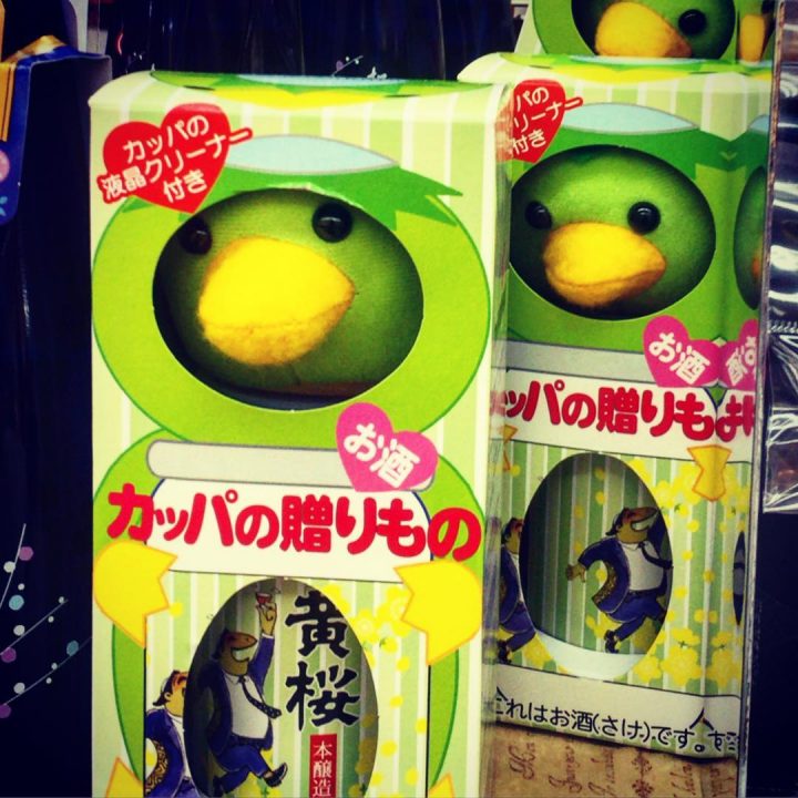 Kizakura has all kinds of kappa merchandise and even an entire place called "Kappa Country" that you can visit in Kyoto. We can see the yellow cherry blossoms here too