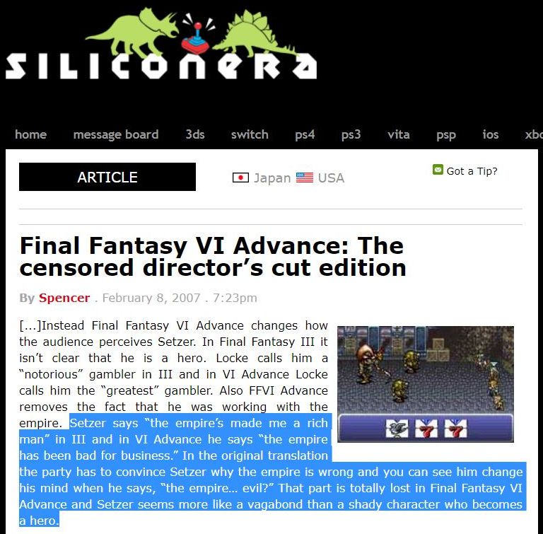 The Original Final Fantasy VI Makes Its Debut In Europe - Siliconera