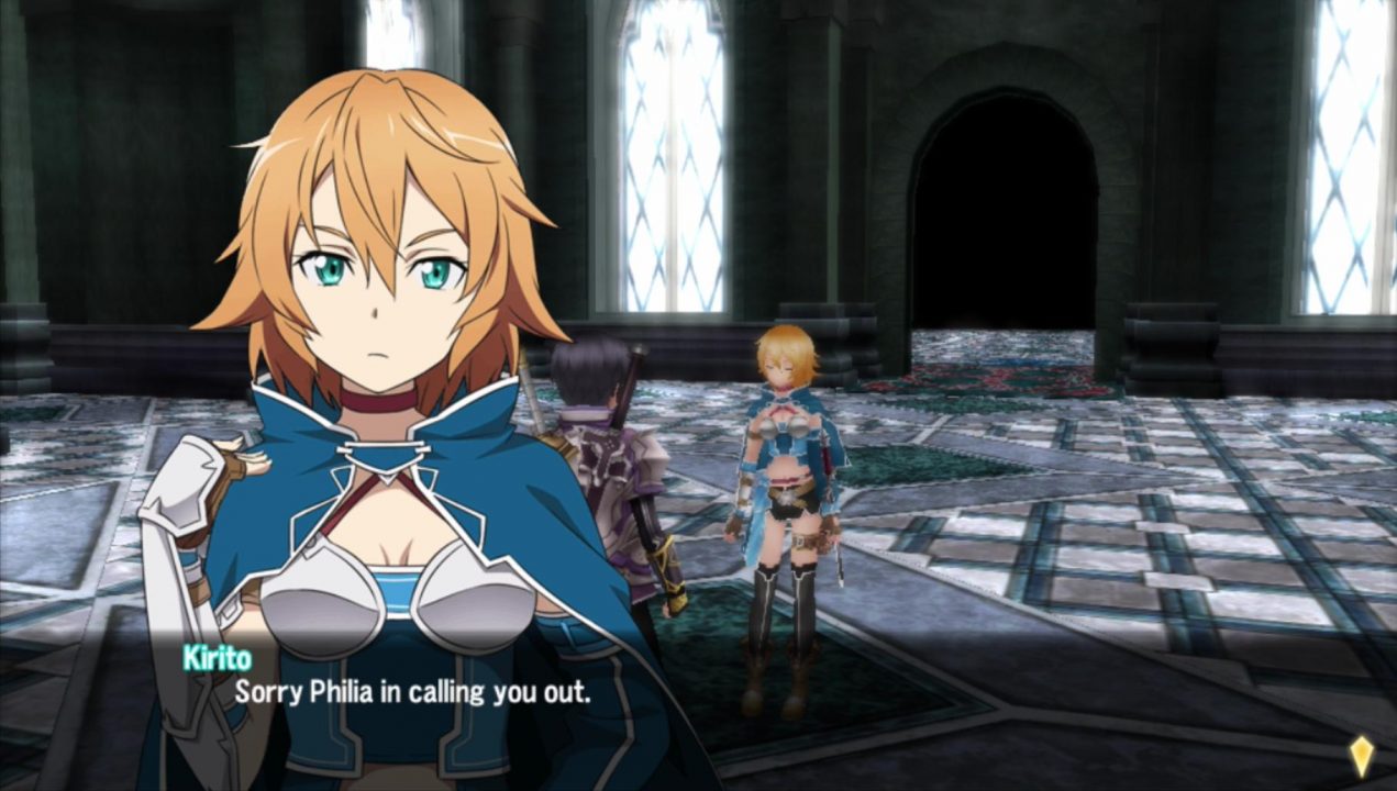 "Sorry Philia in calling you out." - I'm not even sure what the original line was, but my hunch is it's more like "Sorry for bringing you all the way out here like this."