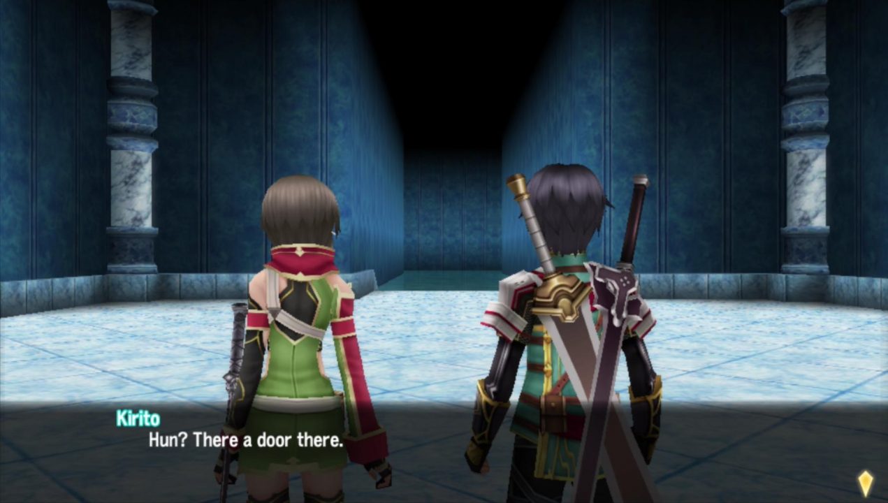 "Hun? There a door there."(Looks at a hallway)