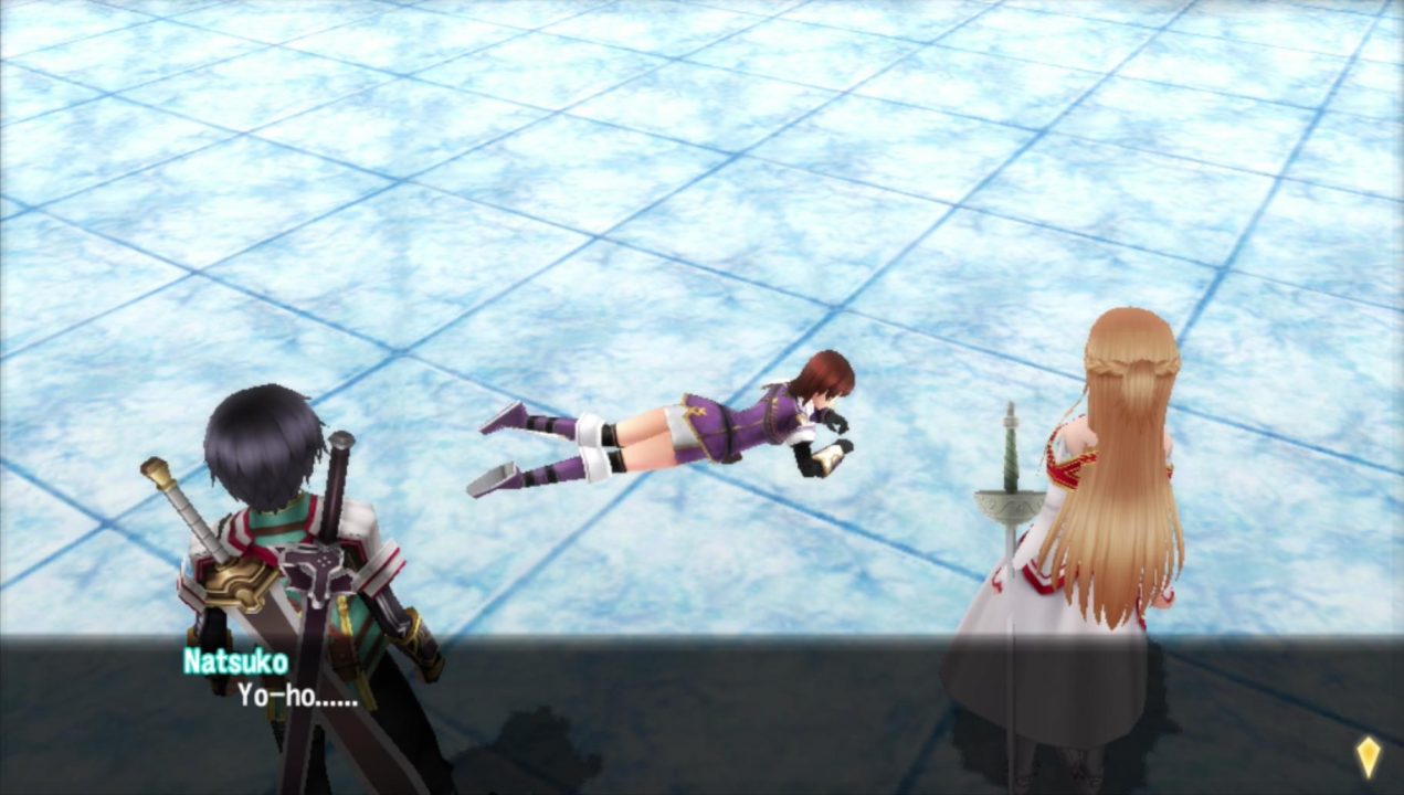 Natsuko turns into a pirate when she makes her getting-up-off-the-ground exertion sound