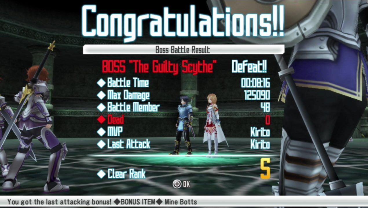 I apparently won a bonus item called "Mine Botts". What is a Mine Botts, you ask? I don't know, either. But I checked the Japanese version of the game and it's supposed to be called "Cross Boots". WTF translators!