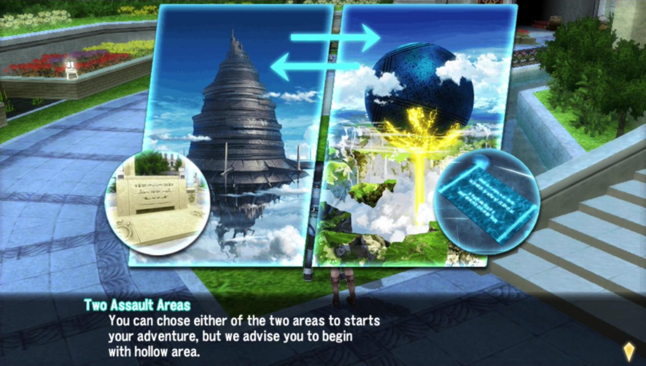 You can "chose" either of the two areas to "starts" your adventure