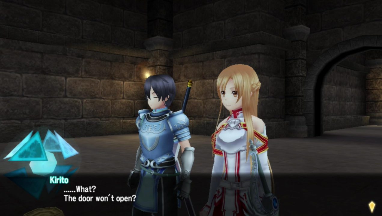 That blue thing there? That was a switch. I used it to open the door, and it clearly opened. So why does this line say this? The door DID open and is currently open!