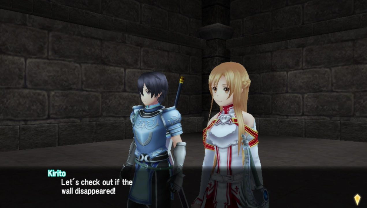 I flipped another door switch, and Kirito wants to see if it made the wall disappear for some reason