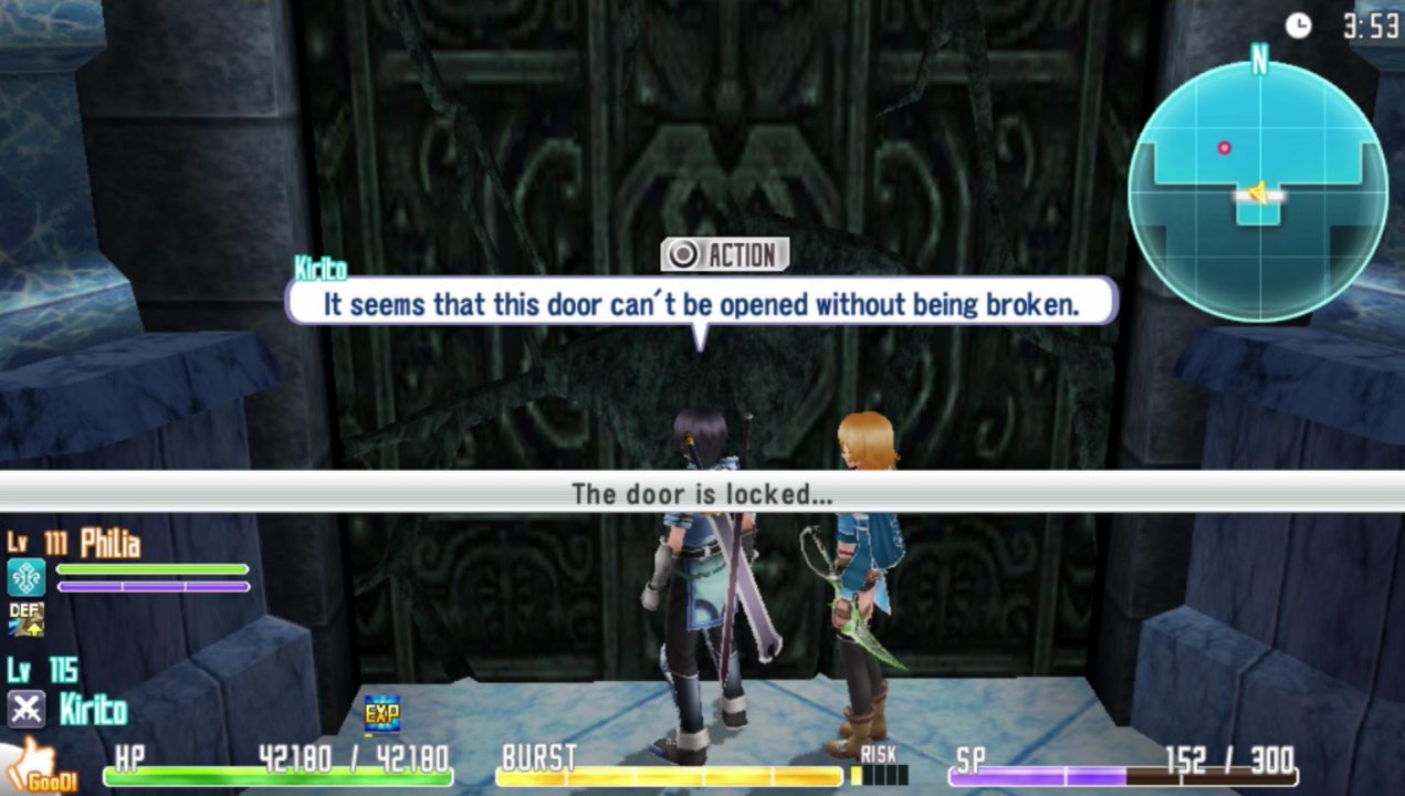 There are dozens of these weird doors, and the English line makes it sound like you need an item or a key or a skill to open them. But guess what? You can't open them! Ever! I checked, and the Japanese version of the line is super simple: "It appears to be a broken door that can't be opened." Man, and I almost spent hours trying to find a way through these doors...