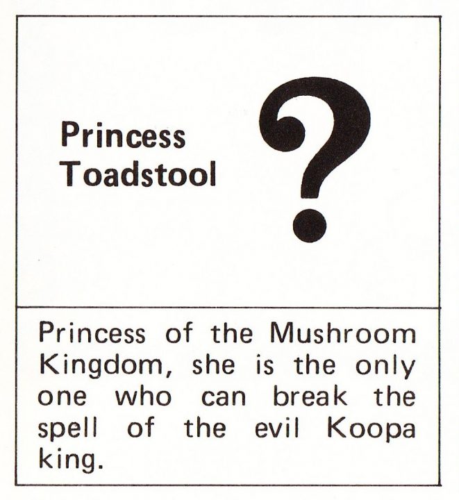 "Princess Peach" was changed to "Princess Toadstool" in the original English release of Super Mario Bros. "Princess Peach" was changed to "Princess Toadstool" in the original English release of Super Mario Bros.
