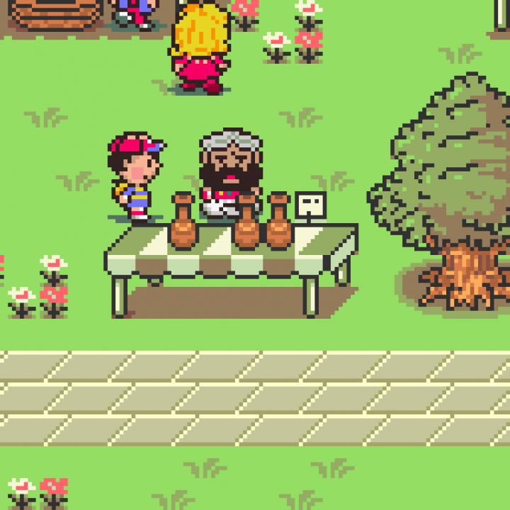 The guy who wants the For Sale sign in Burglin Park doesn't have a name, but his sprite is identified as "Snake Salesman Pancho" The guy who wants the For Sale sign in Burglin Park doesn't have a name, but his sprite is identified as "Snake Salesman Pancho"