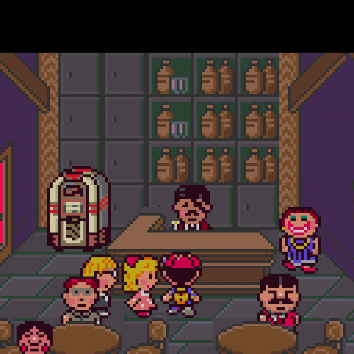 Many characters in the bar/cafe have names - for example, the owner is named "Jack", which is probably how the bar became "Jackie's Cafe" in the English version Many characters in the bar/cafe have names - for example, the owner is named "Jack", which is probably how the bar became "Jackie's Cafe" in the English version