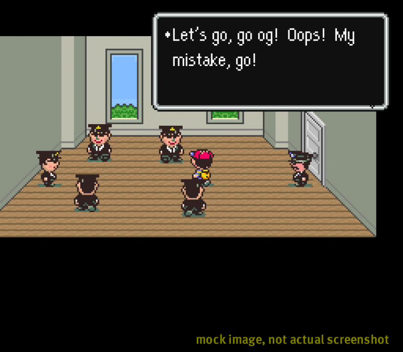 Despite being an unused line from earlier in the game's development, this line was translated into English and remains intact in the final game's data Despite being an unused line from earlier in the game's development, this line was translated into English and remains intact in the final game's data