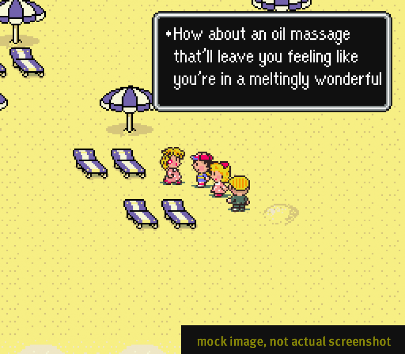 Based on info in the development files, it sounds like the massage woman would've been located down here in the beach area Based on info in the development files, it sounds like the massage woman would've been located down here in the beach area