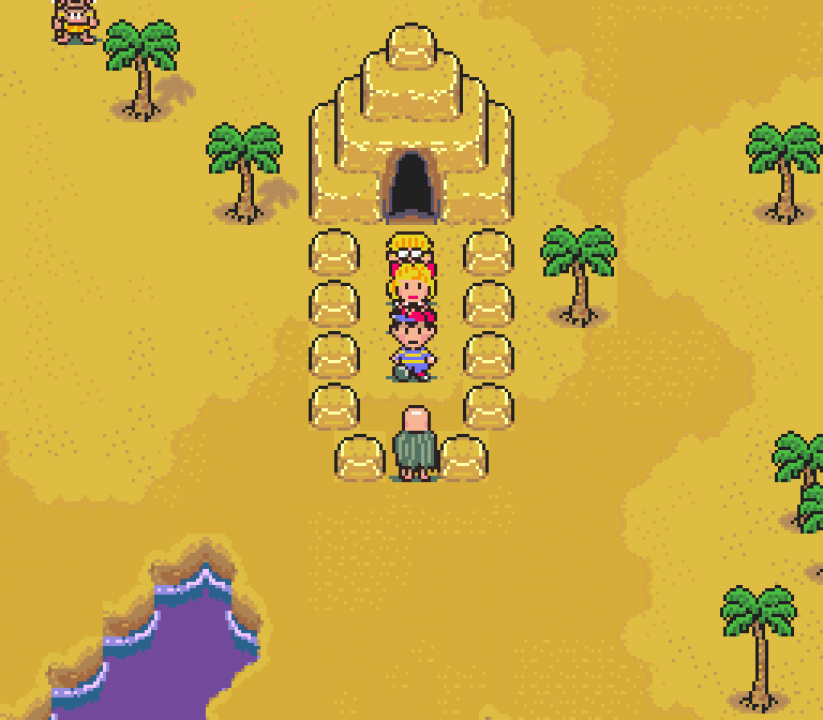 Originally, the Star Master would stop you outside the pyramid and prevent you from continuing until you completed the Rainy Circle and Pink Cloud dungeons. He'd conveniently teleport the entire party (including Poo) back to the Scaraba town so you could go visit those dungeons Originally, the Star Master would stop you outside the pyramid and prevent you from continuing until you completed the Rainy Circle and Pink Cloud dungeons. He'd conveniently teleport the entire party (including Poo) back to the Scaraba town so you could go visit those dungeons