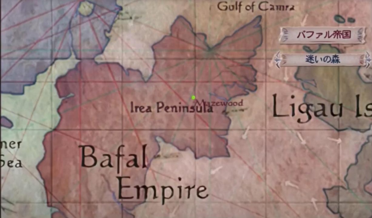 The world map in the Japanese game also features the English name "Mazewood" for this same forest